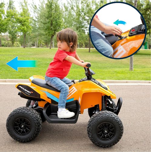 טרקטורון מקלארן 12V חשמלי לילדים עם גלגלי גומי EVA, שלט חכם ואורות LED קדמיים - כתום
