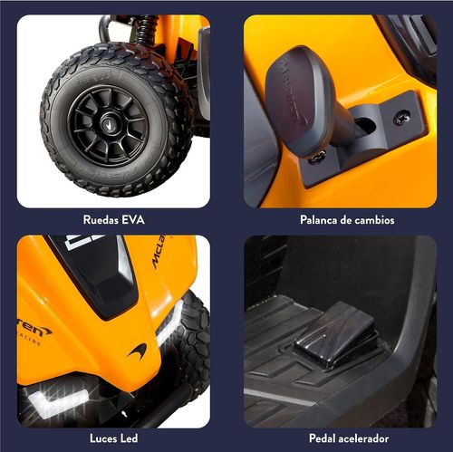 טרקטורון מקלארן 12V חשמלי לילדים עם גלגלי גומי EVA, שלט חכם ואורות LED קדמיים - כתום