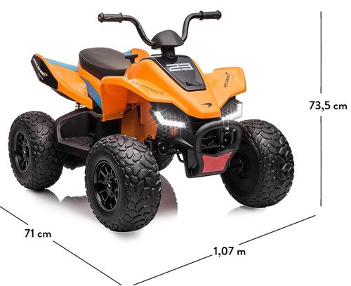 טרקטורון מקלארן 12V חשמלי לילדים עם גלגלי גומי EVA, שלט חכם ואורות LED קדמיים - כתום