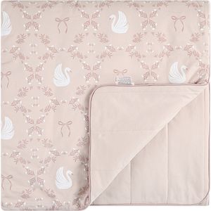 שמיכת תינוק דו-צדדית 80X80 ס"מ מקולקציית Wounderland - ורוד ברבורים