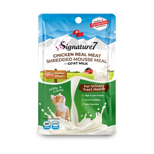 פאוץ לחתול סיגנצ'ר 7 חלב עזים עם עוף טחון