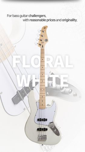גיטרה בס 4 מיתרים Gopherwood (Korea) J classic IV Floral White