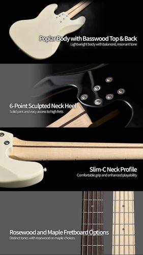 גיטרה בס 5 מיתרים   Gopherwood (Korea) J classic IV5st Poplar/ Basswood