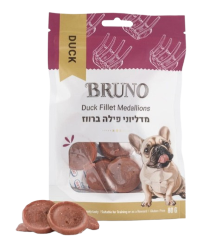 ברונו חטיף מדליוני פילה ברווז 80 גר' לכלב