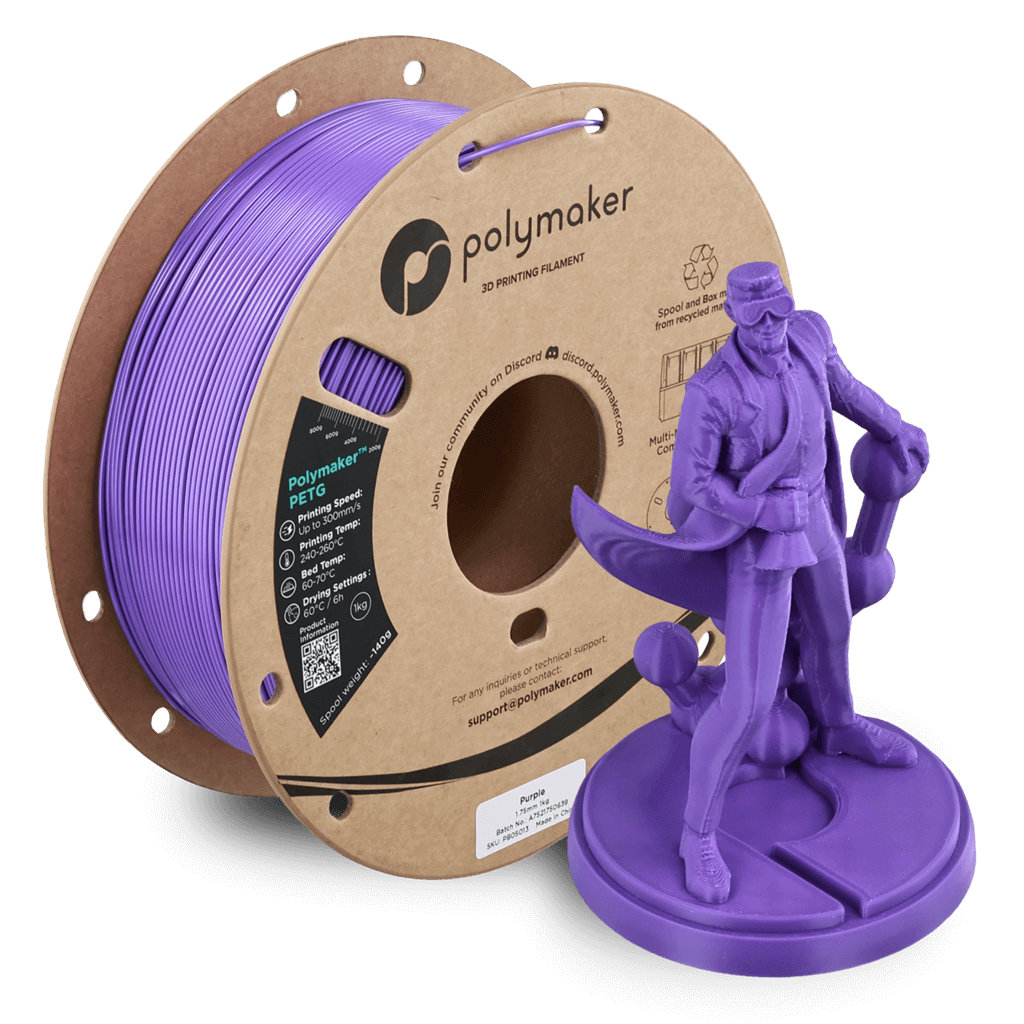 פילמנט סגול בוהק להדפסה מהירה 1 ק"ג 1.75 מ"מ -  Polymaker PETG Electric Purple 
