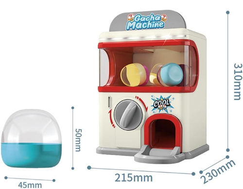 מכונת הפתעות ביצים ביתית Gacha Machine עם אורות, 6 מטבעות וקפסולות - כחול/לבן/צהוב