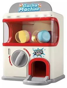 מכונת הפתעות ביצים ביתית Gacha Machine עם אורות, 6 מטבעות וקפסולות - אדום/לבן/אפור