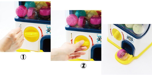 מכונת הפתעות ביצים ביתית Gacha Machine עם אורות, 6 מטבעות וקפסולות - אדום/לבן/אפור