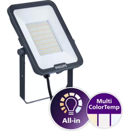 פנס הצפה Philips Ledinaire All in BVP167 LED IP65 50W - גוון 3000K/4000K/6500K CCT - צבע שחור