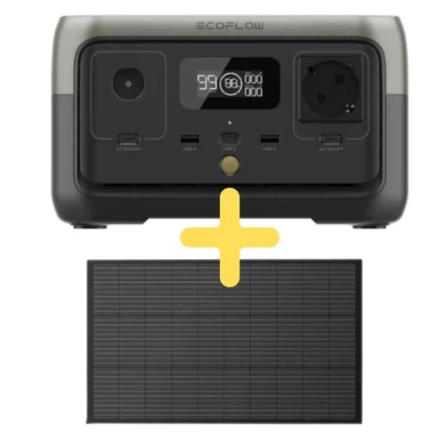 תחנת כח ניידת RIVER 600-2 EFR600 + פאנל סולארי קשיח ECOFLOW 100W