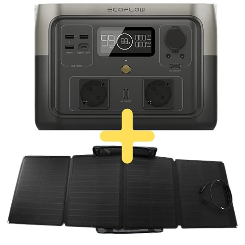תחנת כח ניידת 2 ECOFLOW RIVER MAX + פאנל סולארי מתקפל ECOFLOW110, הספק 110W