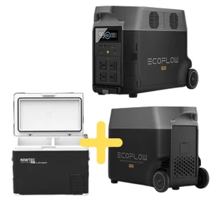 תחנת כח ניידת ECOFLOW DELTA3600PRO  + תא הרחבה לתחנת כח EFDPRO + מקרר/מקפיא נייד 40 ליטר