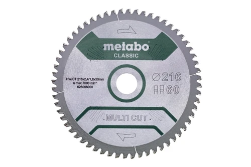 להב משור עגול METABO 216X30X60T רב שימושית CLASSIC