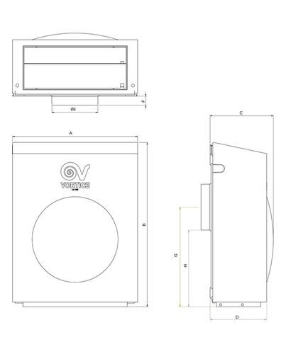 מפוח יניקה חיצוני Vortice CA 100 WE D מק