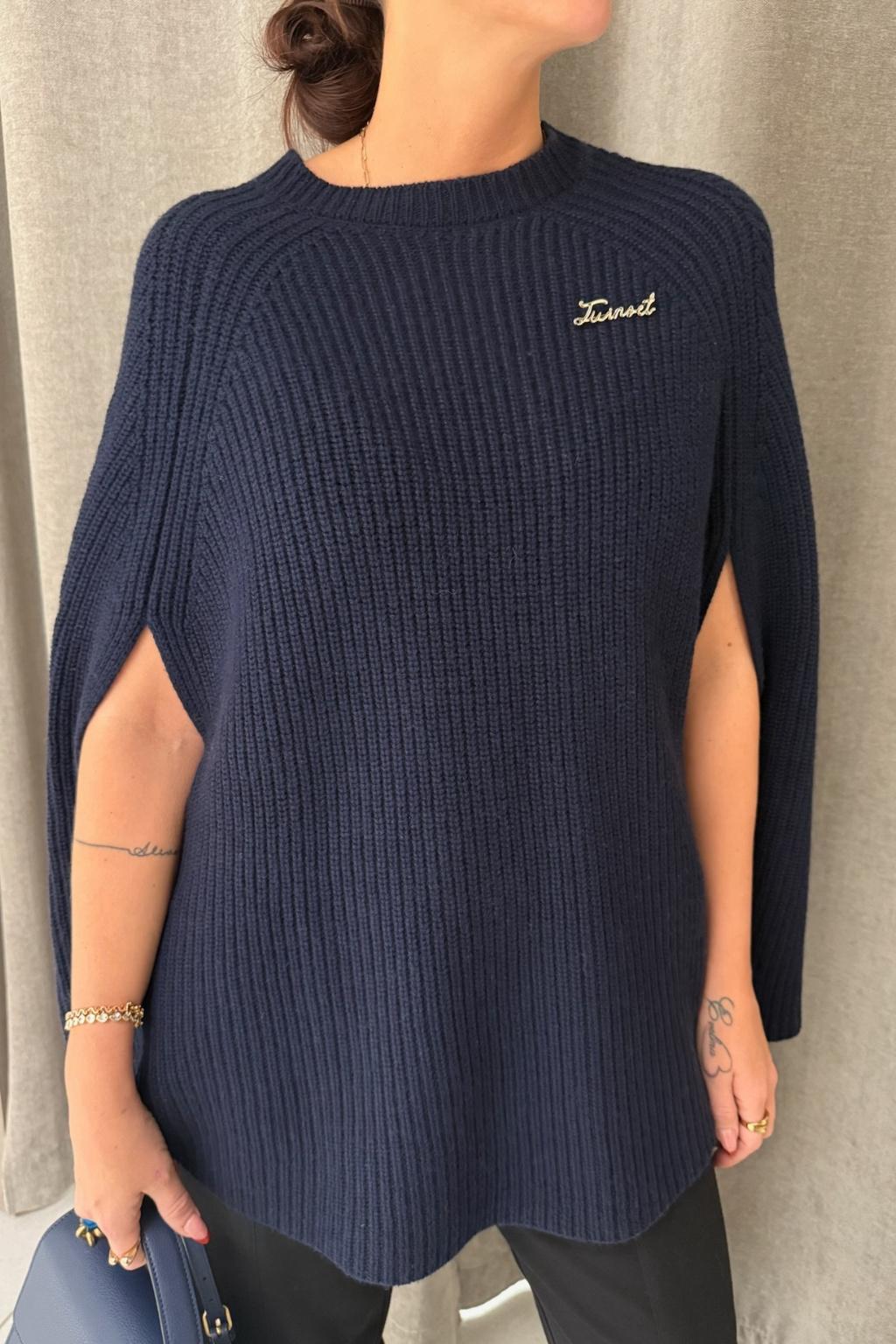 Wool blend cape jumper
