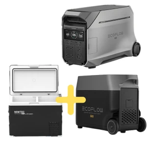 תחנת כח ניידת ECOFLOW DELTA PRO3 - מקט EFDELTAPRO3 + מקרר/מקפיא נייד 40 ליטר + תא הרחבה לתחנת כח ניידת DELTA PRO3