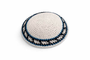 כיפה לבנה סרוגה 17 ס"מ