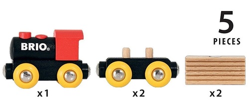 סט רכבת קלאסית מעץ 5 חלקים