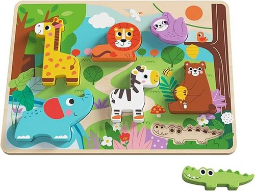פאזל עץ צ'אנקי: חיות הג'ונגל 7 חלקים