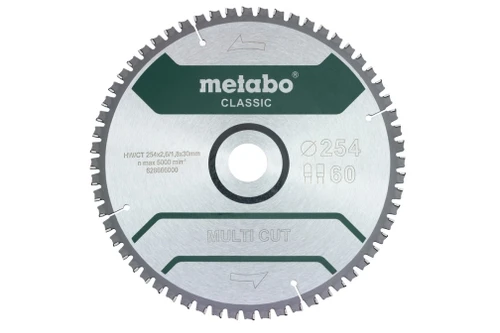 להב משור עגול רב שימושית CLASSIC METABO 254X30X60T 