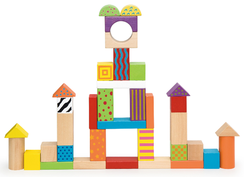 דלי 50 קוביות בנייה מעץ - צורות וצבעים 3