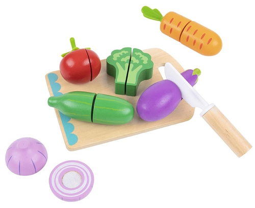 משחק חיתוך ירקות עץ עם מגש וסכין 13 חלקים 4