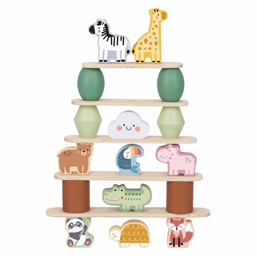 מגדל איזון חיות מעץ 29 חלקים