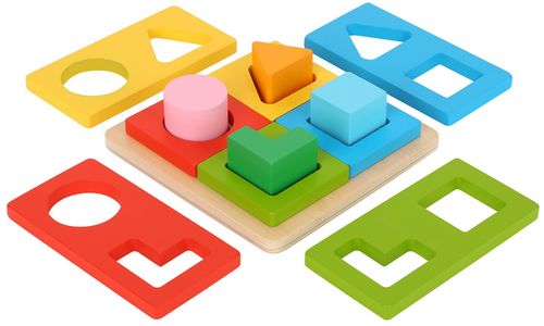 פאזל מיון צורות רב שכבתי מעץ 13 חלקים