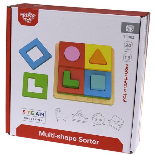 פאזל מיון צורות רב שכבתי מעץ 13 חלקים