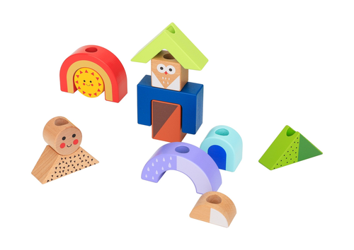 פאזל השחלת צורות לגובה מעץ 14 חלקים