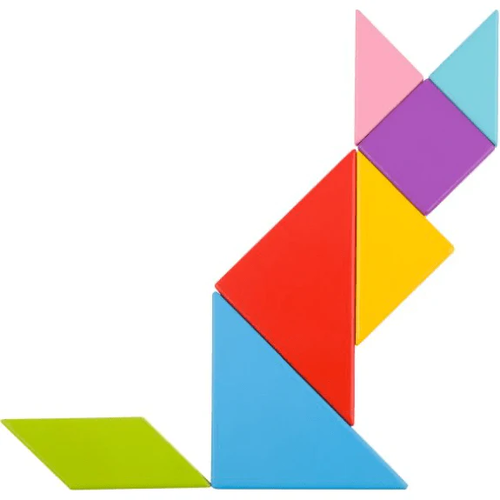 פאזל טנגרם צבעוני מעץ 39 חלקים
