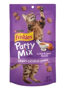 פריסקיז PARTY MIX חטיף לחתול הודו ורוטב
