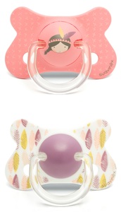 זוג מוצצי סיליקון אנטומים לגיל +18 חודשים - אינדיאני ורוד