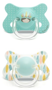 זוג מוצצי סיליקון אנטומים לגיל +18 חודשים - אינדיאני כחול