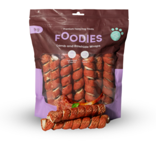 FOODIES - חטיף פודיס גלילת כבש ועור בקר 1 ק