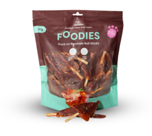 FOODIES - חטיף פודיס ברווז על מקלוני עור בקר 1 ק