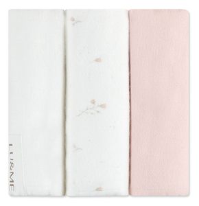 שלישיית חיתולי פלנל 100% כותנה 70X70 ס"מ - ורוד/שמנת/פרחוני
