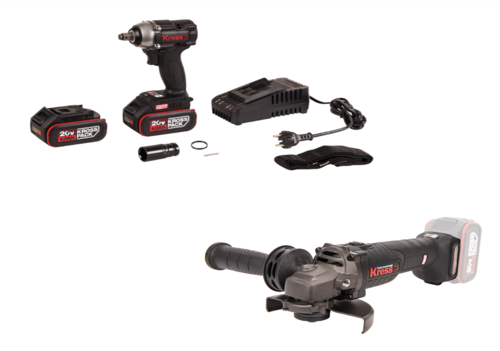משחזת זווית 20V 4.5 BRUSHLESS KU801.9 KRESS + מברגת בוקסה 1/2 400N.M KRESSKU801.272