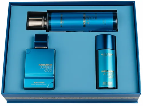 Al Haramain Amber Oud Aqua Dubai Gift Set - EDP 75ML + 30ML + Body Spray 250ML