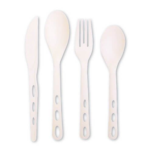 מזלג ביו pla לבן דוגמת חריץ