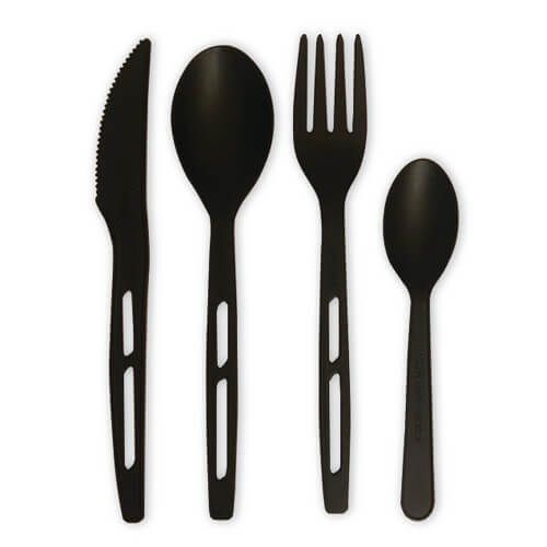 מזלג ביו pla שחור דוגמת חריץ