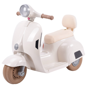 בימבה אופנוע ממונעת 6V וספה VESPA עם 3 גלגלים, אורות ואפקטים קוליים - קרם