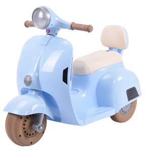 בימבה אופנוע ממונעת 6V וספה VESPA עם 3 גלגלים, אורות ואפקטים קוליים - תכלת