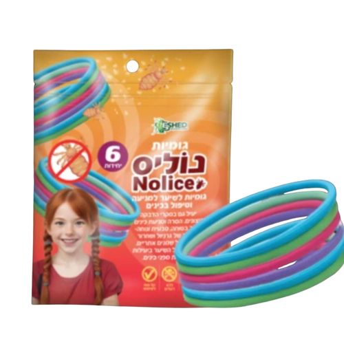 גומיות צבעוניות Nolice למניעת כינים - 6 יחידות באריזת ואקום, מק