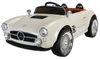 מכונית מרצדס-בנץ וינטג' חשמלית 12V לילדים עם אורות, שלט רחוק ודלתות נפתחות - קרם