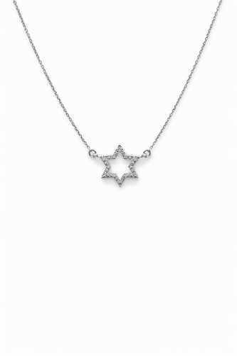 שרשרת כוכב משובצת מזהב לבן 14 קראט