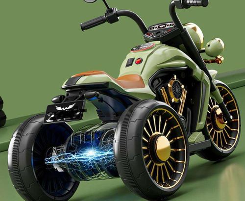 אופנוע דמוי הארלי דיוידסון וינטג' 6V לילדים עם אורות, צלילים ו 2 כיווני נסיעה - ירוק