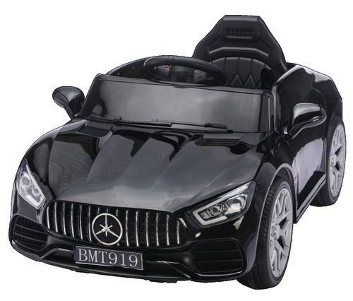 מכונית ממונעת 12V בדמות מרצדס GT עם צביעה פיינטינג,  גלגלי EVA, צלילים, אורות ושלט רחוק - שחור מטאלי