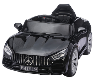 מכונית ממונעת 12V בדמות מרצדס GT עם גלגלי EVA, צלילים, אורות ושלט רחוק - שחור