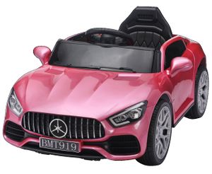 מכונית ממונעת 12V בדמות מרצדס GT עם גלגלי EVA, צלילים, אורות ושלט רחוק - ורוד